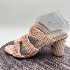 Deltan Sandals Womens 8.5 Striped Slip On Leather Outsole Three Band Shoes Pink